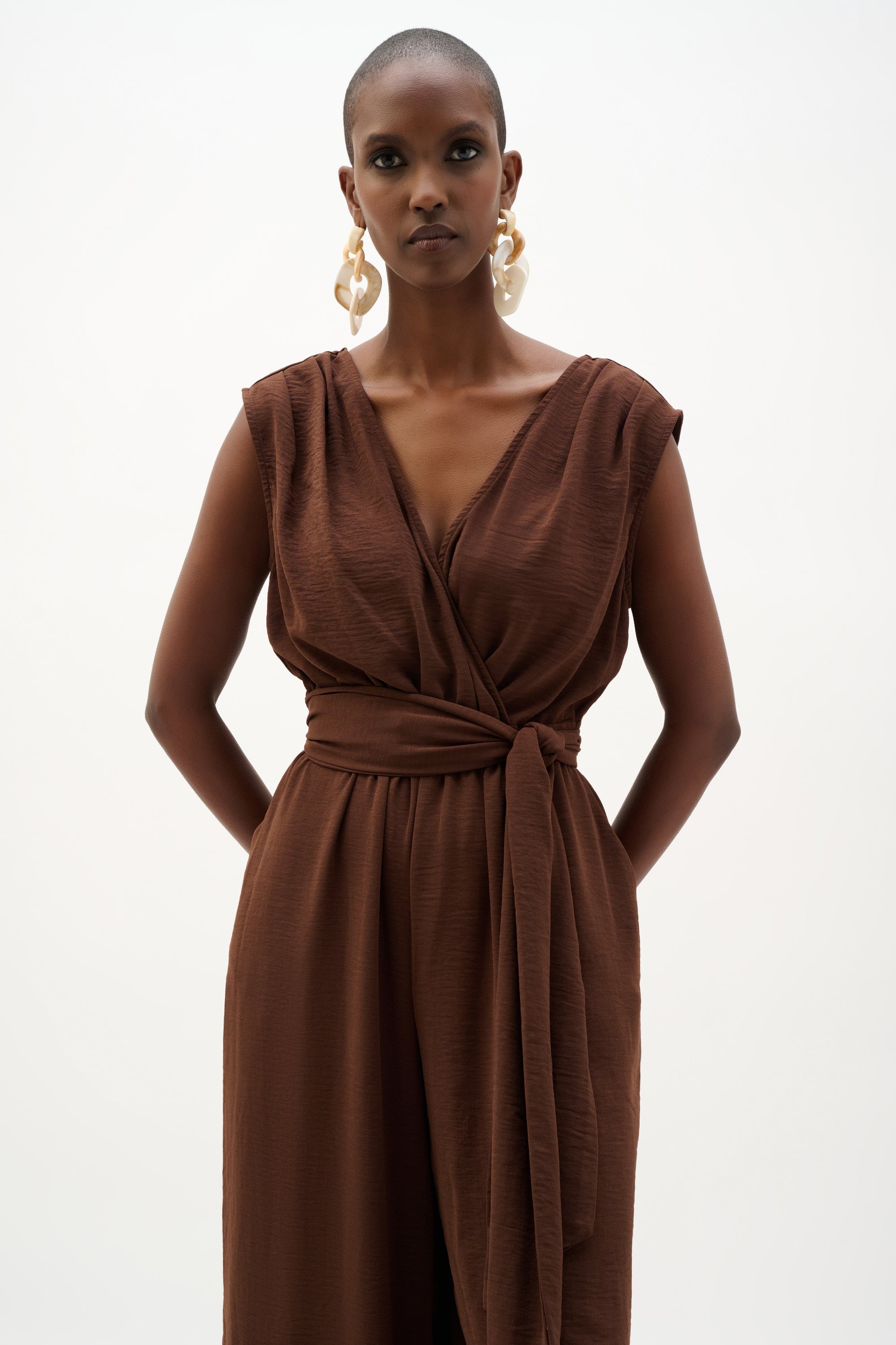 Woven Gauze Wide Leg Pull-On Jumpsuit