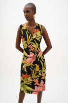 Silky Knit Tropical Print Wrap Dress