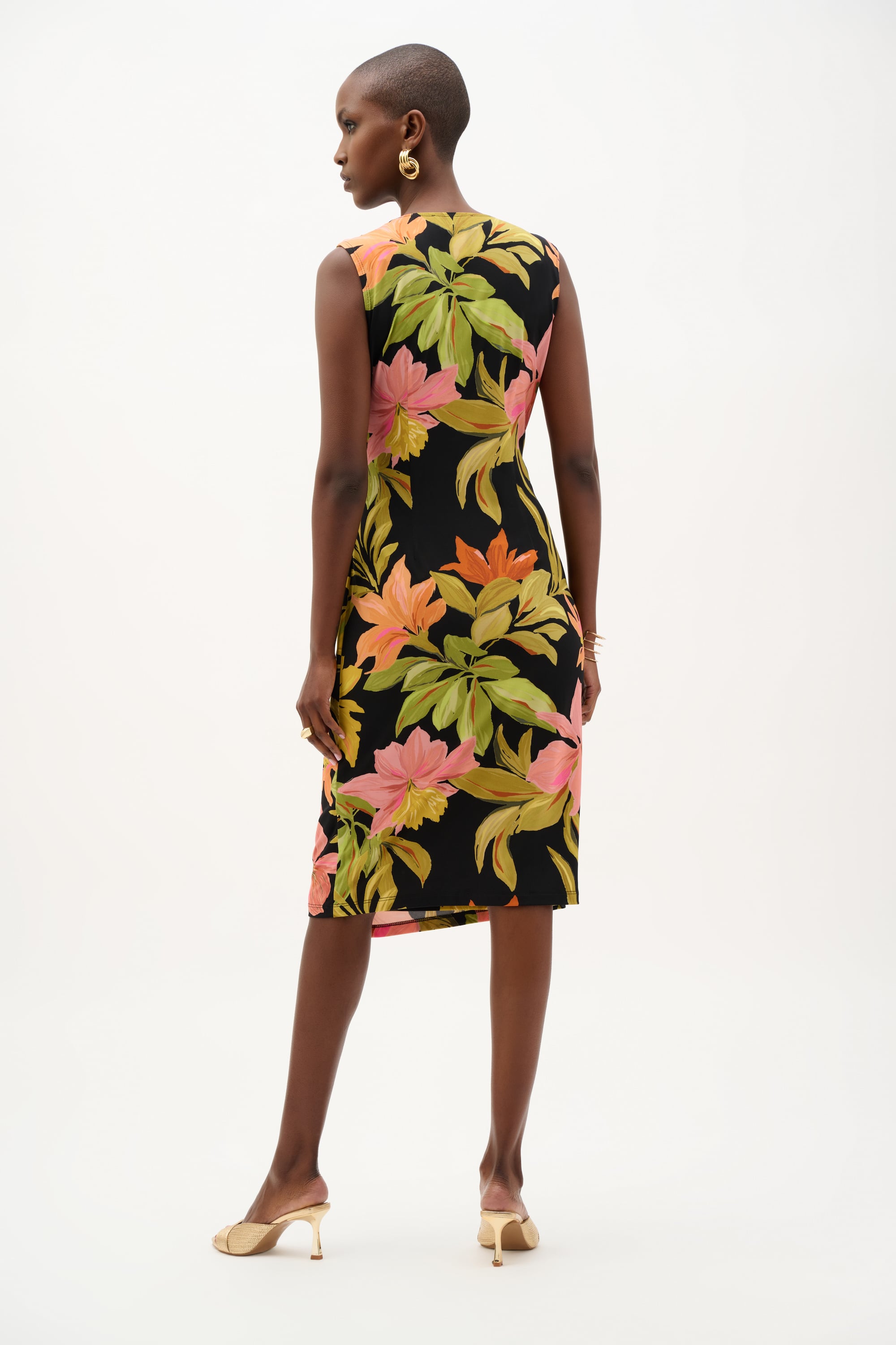 Silky Knit Tropical Print Wrap Dress