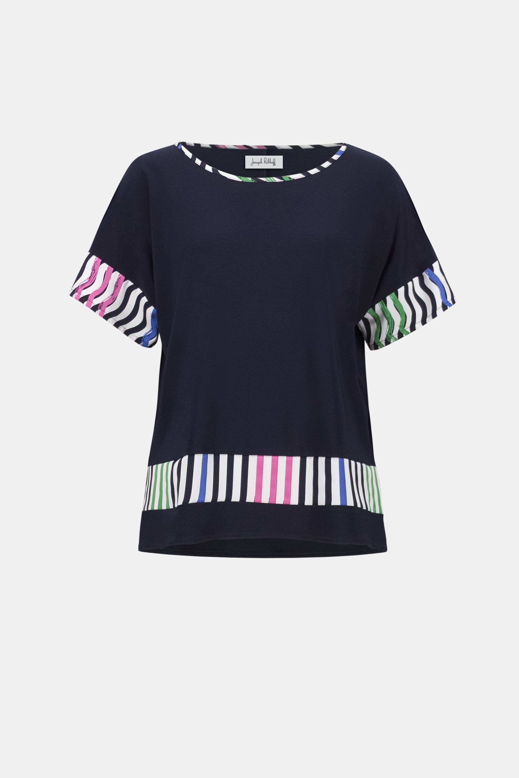 SIlky Knit And Woven Stripe Print Boxy Top