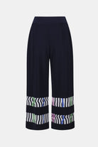 Silky Knit And Woven Stripe Print Culotte Pants