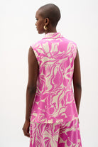 Silky Knit Floral Print Sleeveless Vest