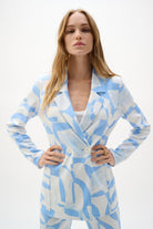 Silky Knit Geometric Print Straight Blazer