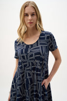 Silky Knit Geometric Print Cocoon Dress