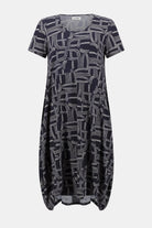 Silky Knit Geometric Print Cocoon Dress