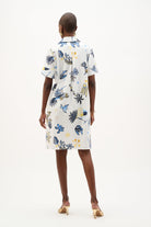 Stretch Cotton Tropical Print A-Line Dress