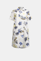 Stretch Cotton Tropical Print A-Line Dress