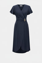 Silky Knit Wrap Dress With Ruffled Sleeves