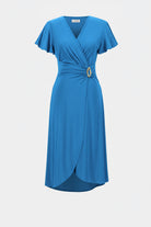 Silky Knit Wrap Dress With Ruffled Sleeves