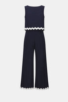 Silky Knit Culotte Jumpsuit With Contrast Trim