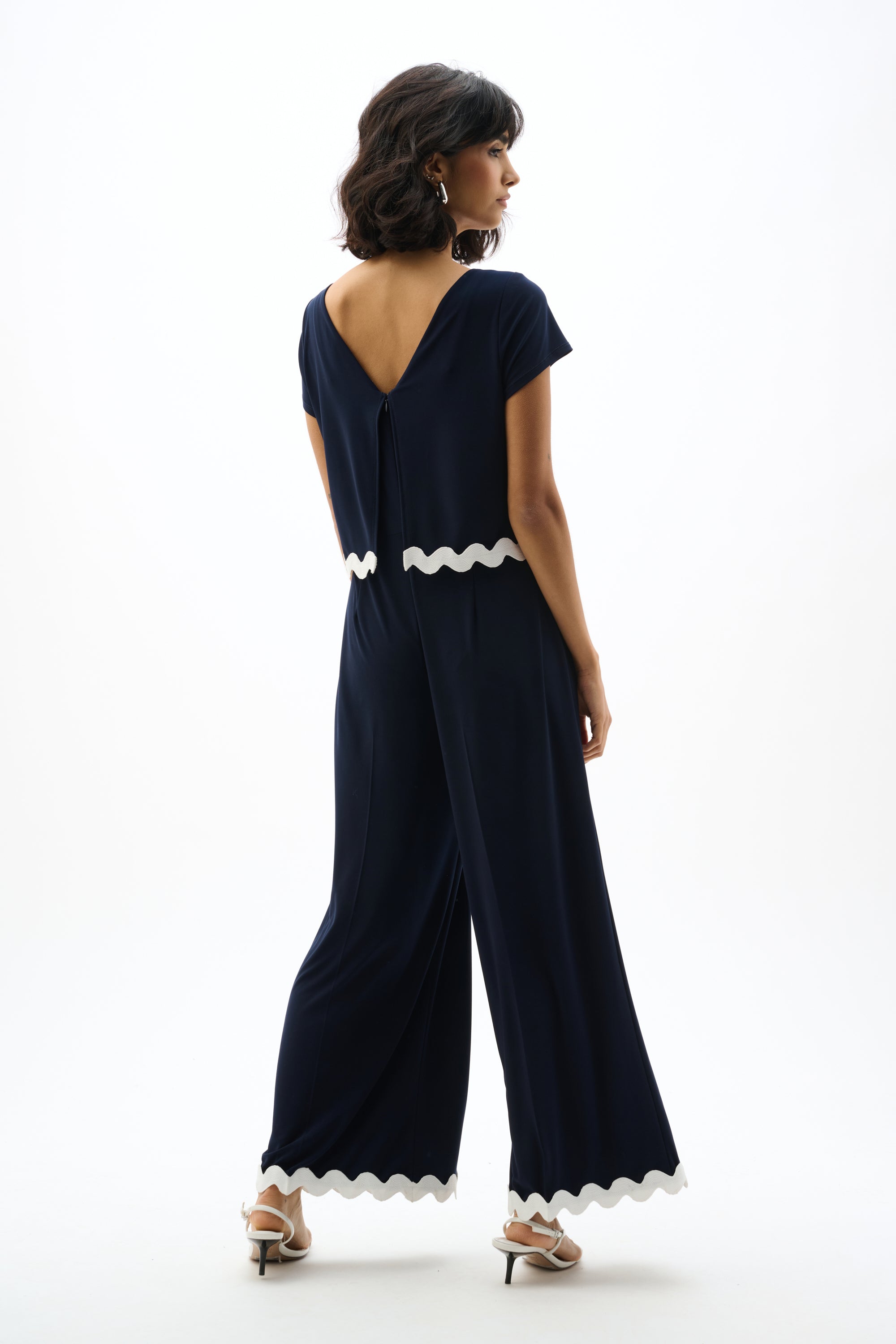 Silky Knit Culotte Jumpsuit With Contrast Trim