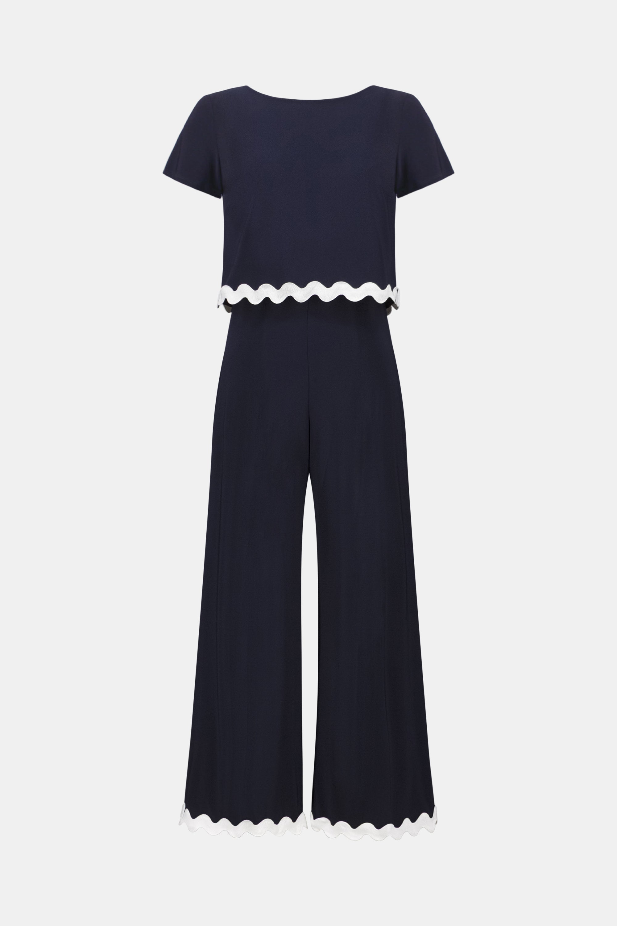 Silky Knit Culotte Jumpsuit With Contrast Trim