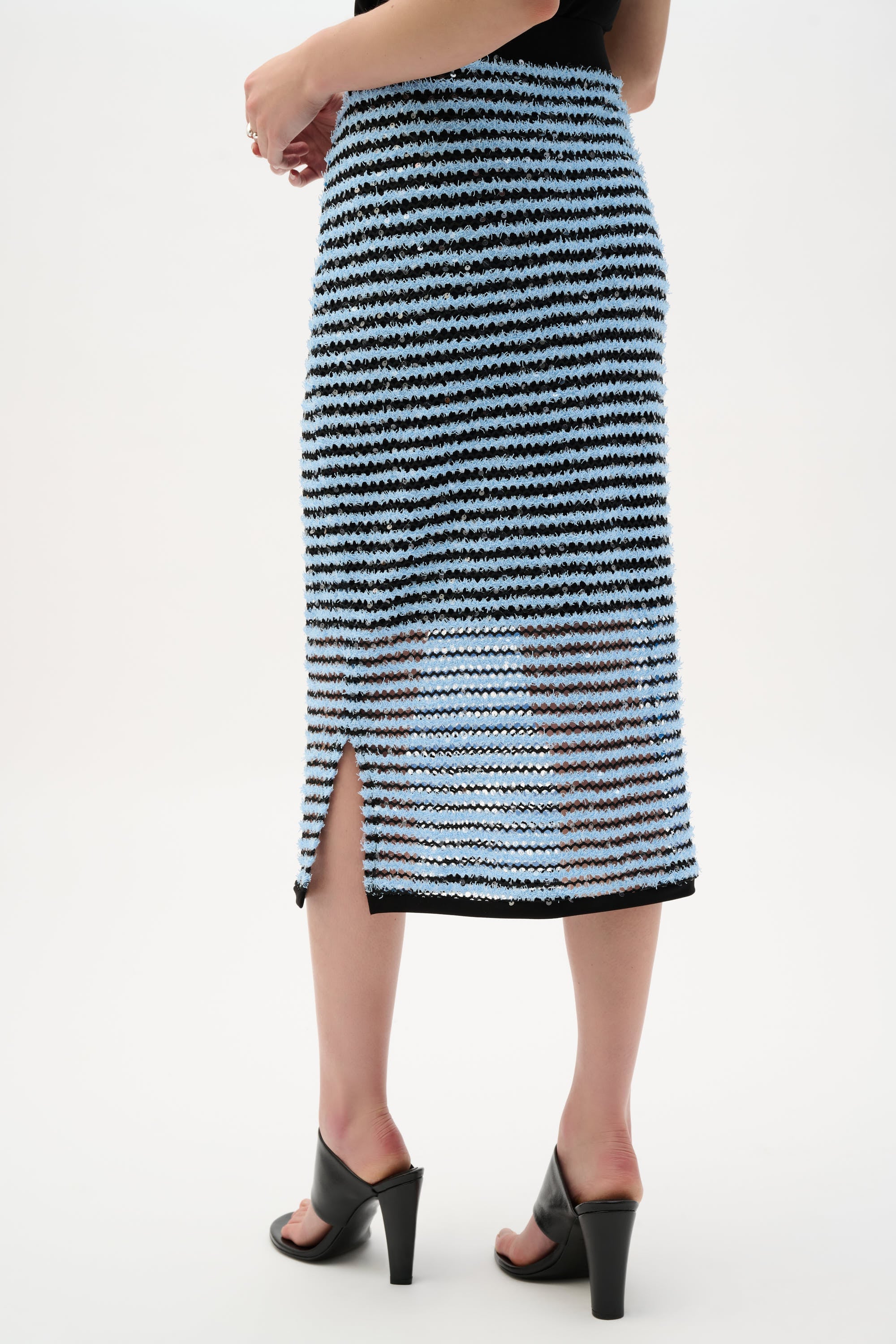 Novelty Stripe Pencil Skirt With Side Slit