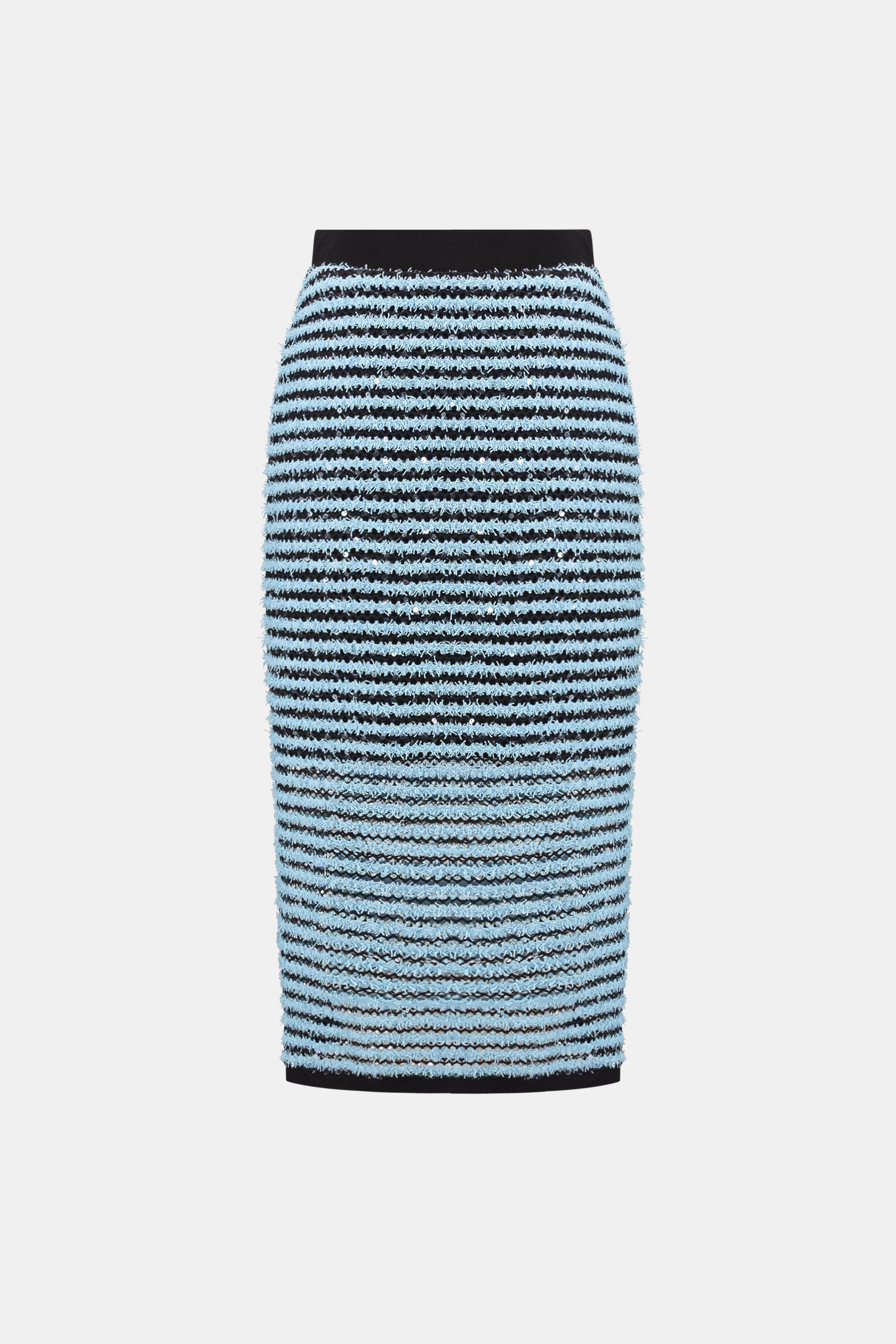 Novelty Stripe Pencil Skirt With Side Slit
