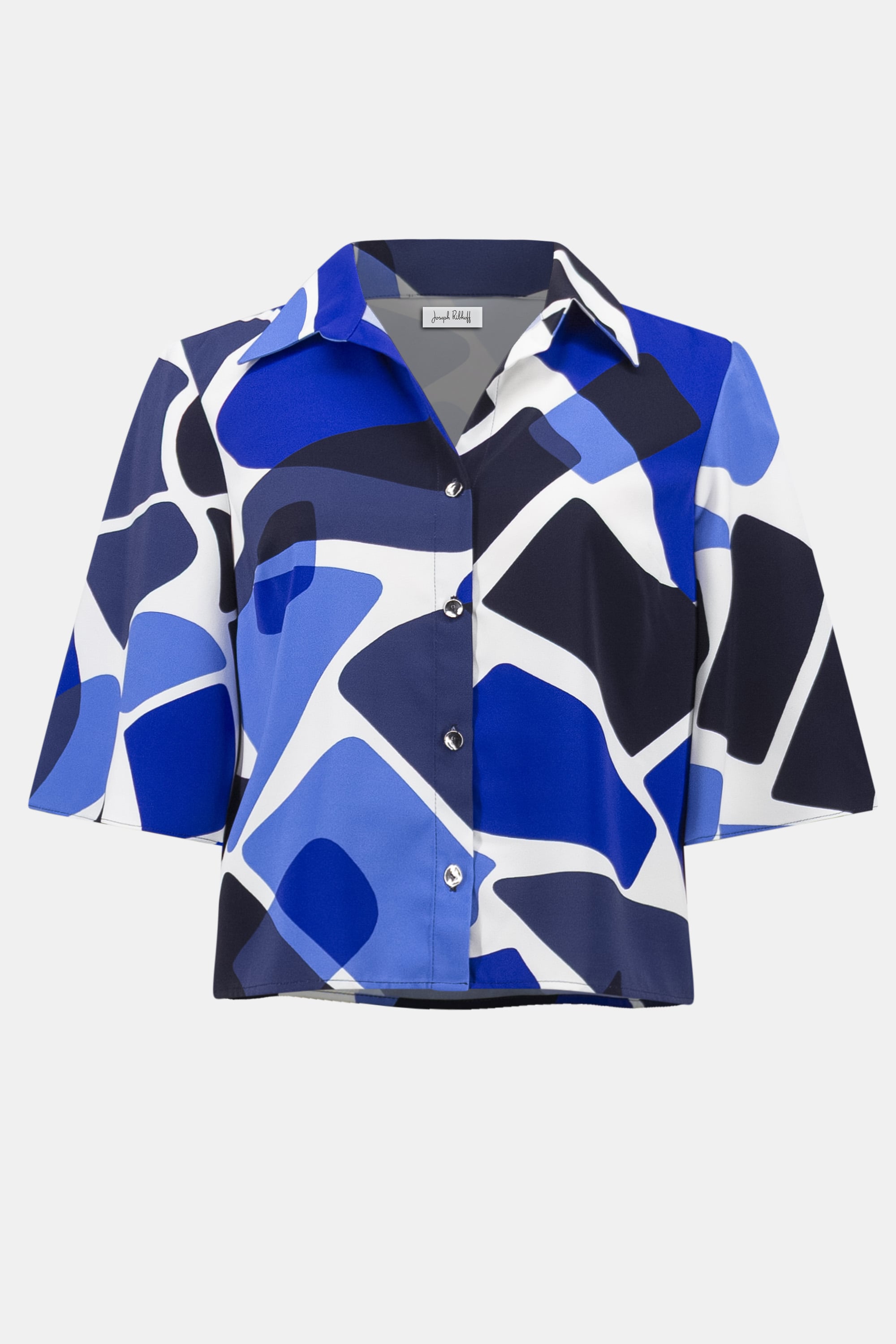 Recycled Woven Geometric Print Straight Blouse
