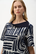 Seersucker And Georgette Abstract Print Straight Top