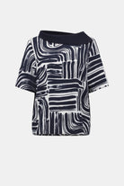 Seersucker And Georgette Abstract Print Straight Top