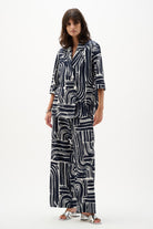 Seersucker Abstract Print Double-Breasted Blazer