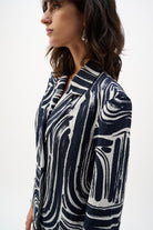 Seersucker Abstract Print Double-Breasted Blazer