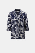 Seersucker Abstract Print Double-Breasted Blazer