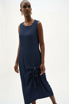 Seersucker Cocoon Dress With Ring And Tie Detail