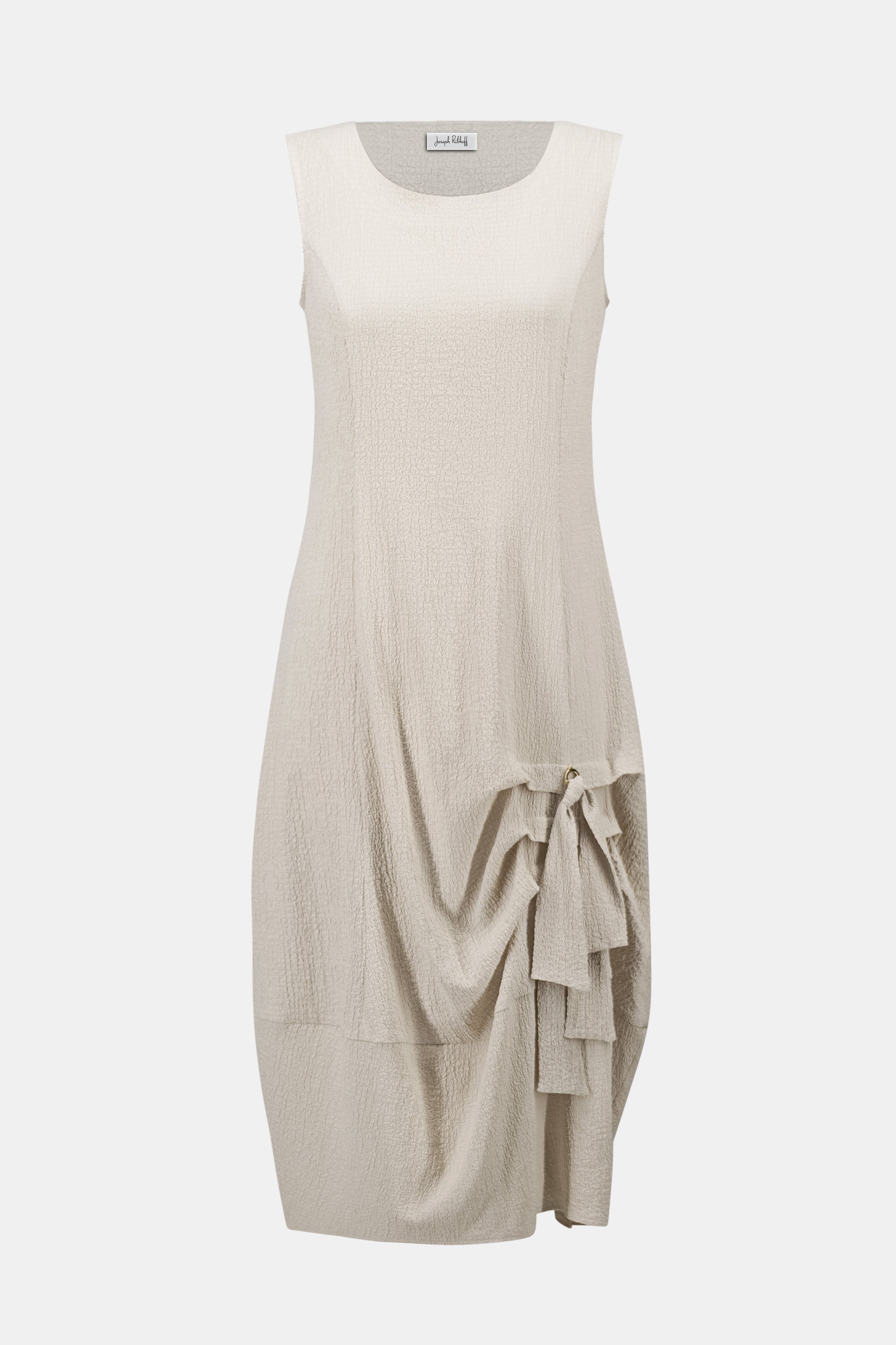 Seersucker Cocoon Dress With Ring And Tie Detail