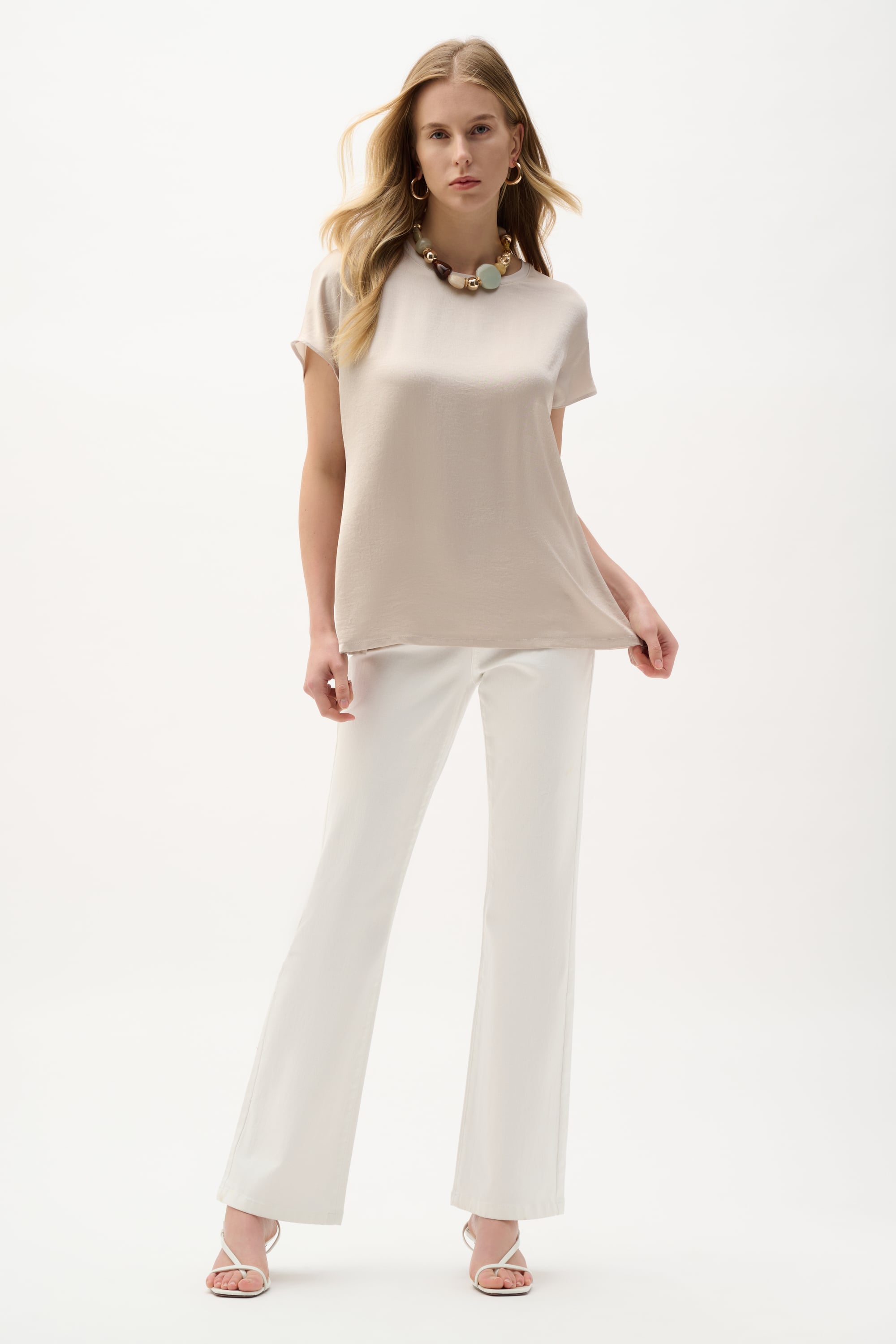 Recycled Satin And Silky Knit Straight Top