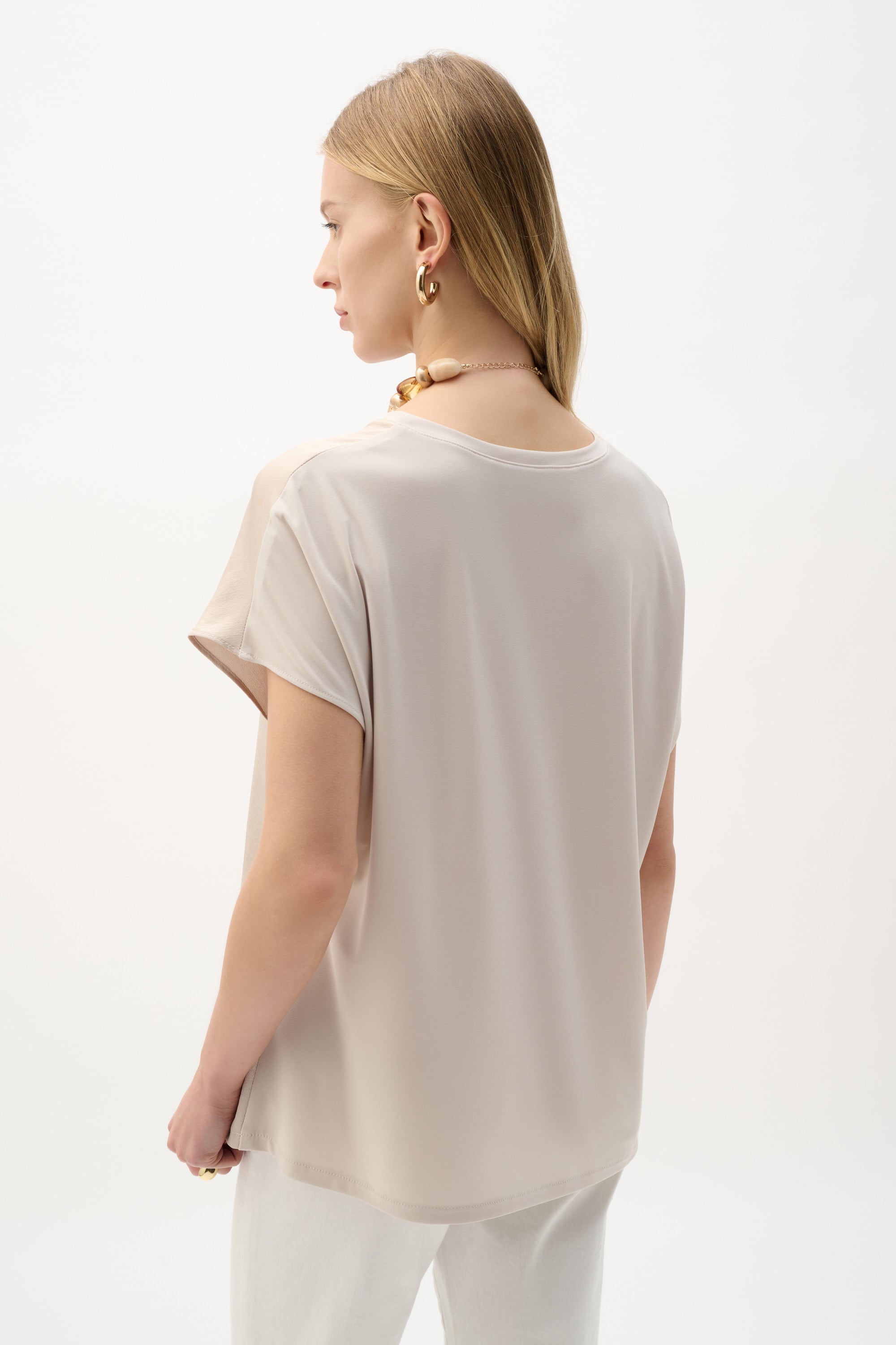 Recycled Satin And Silky Knit Straight Top