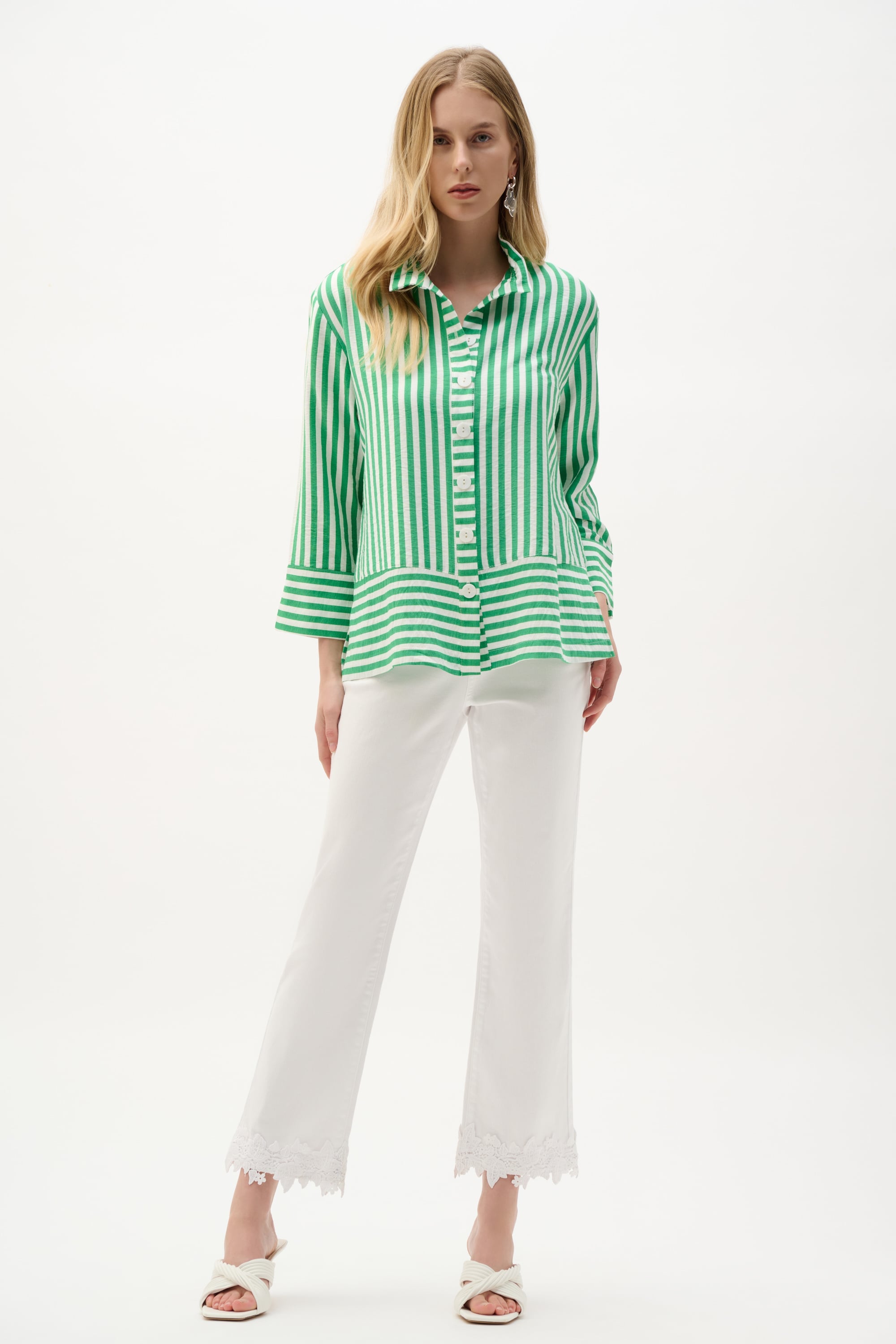 Woven Stripe Print Straight Jacket