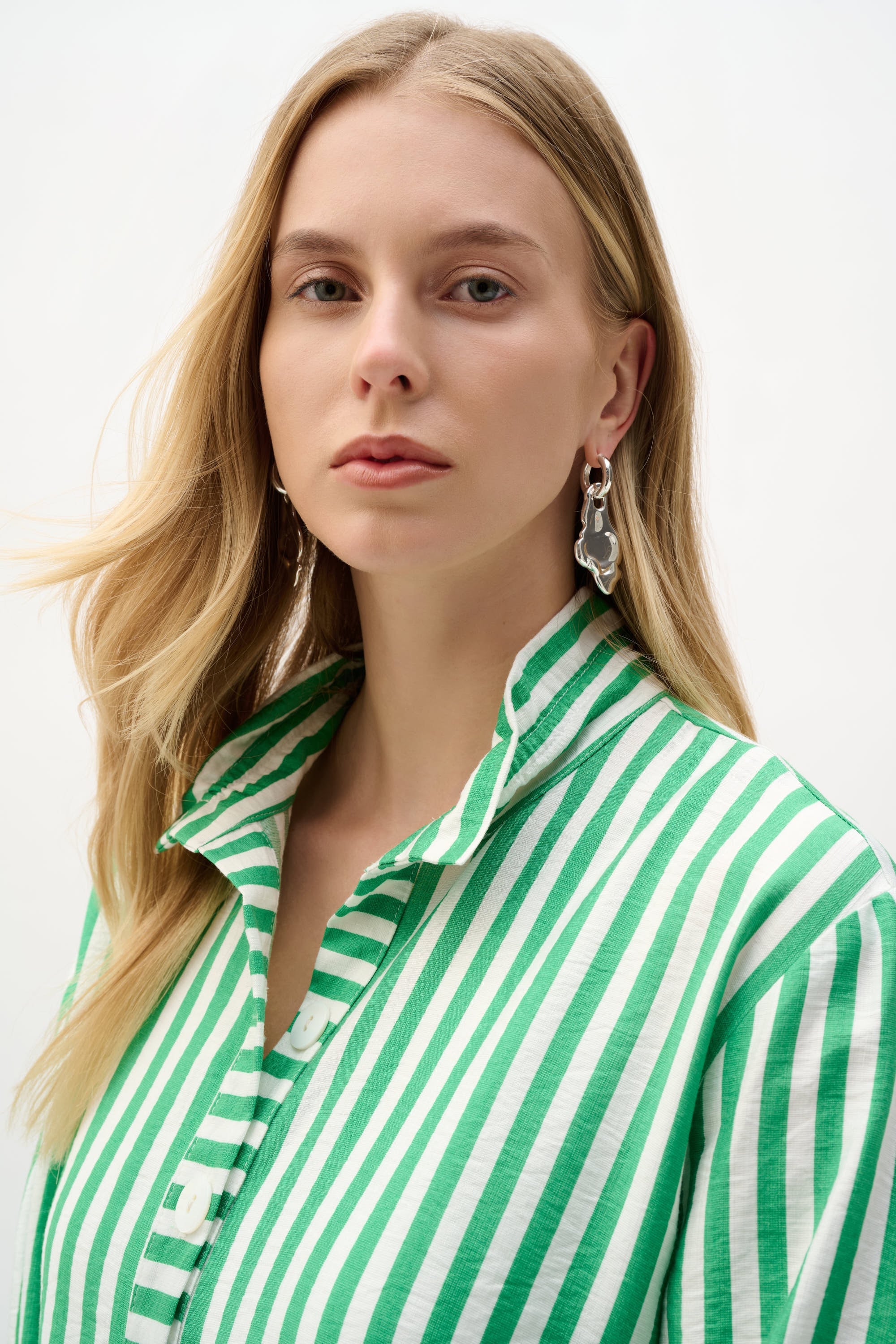 Woven Stripe Print Straight Jacket