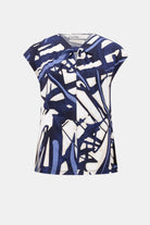 Silky Knit Abstract Print Fitted Top