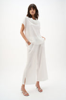 Textured Knit Pull-on Culotte Pants