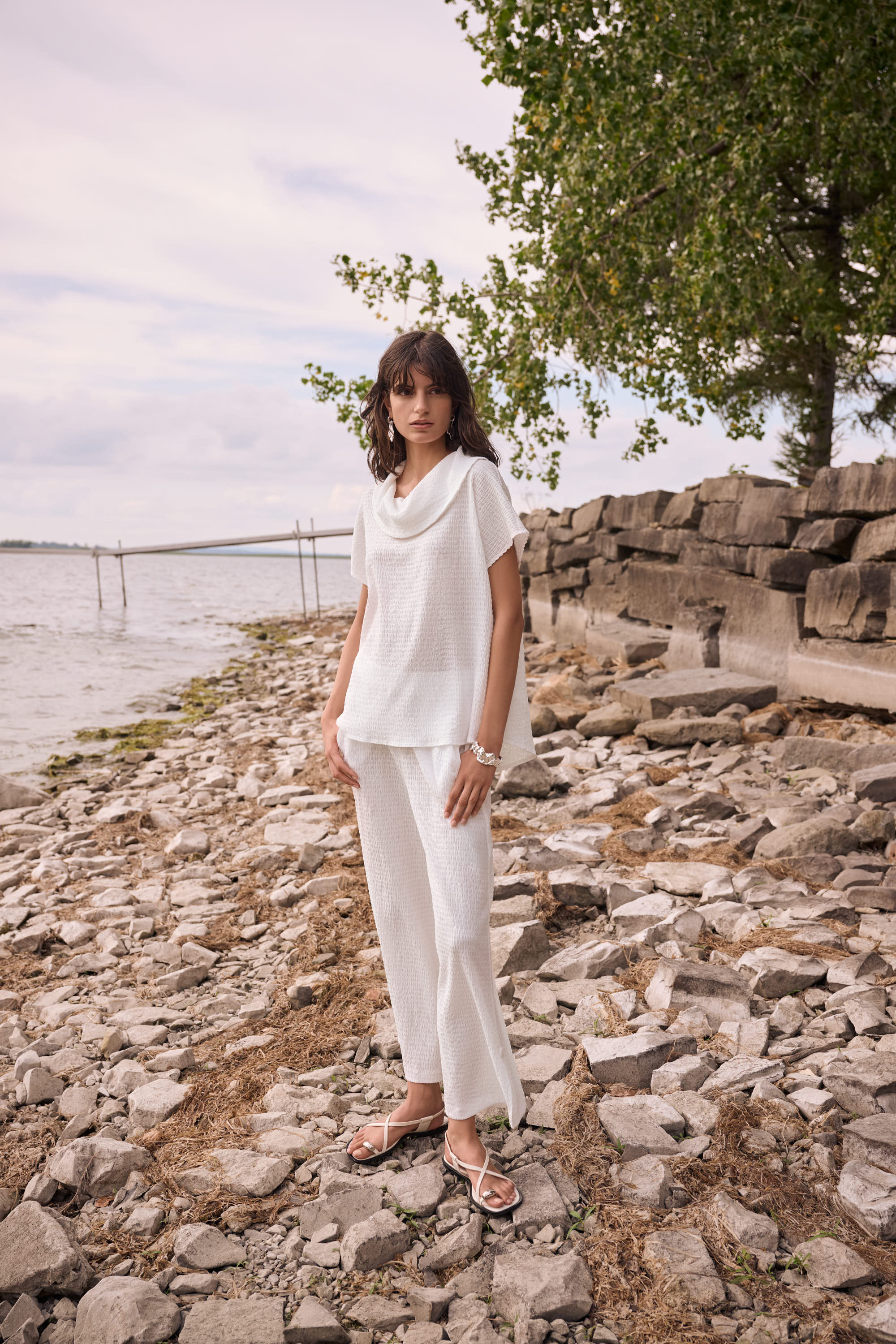 Textured Knit Pull-on Culotte Pants