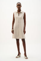 Bouclé A-Line Dress With Zipped Neckline