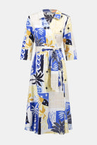 Stretch Cotton Tropical Print A-Line Wrap Dress