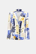 Silky Knit Tropical Print Fitted Blazer