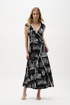 Silky Knit Conversational Print Fit And Flare Dress