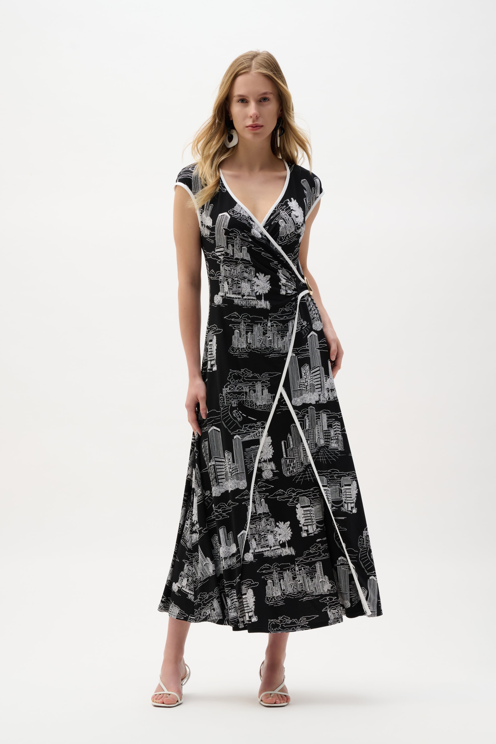 Silky Knit Conversational Print Fit And Flare Dress
