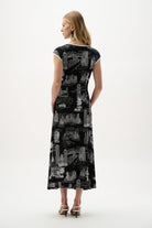 Silky Knit Conversational Print Fit And Flare Dress