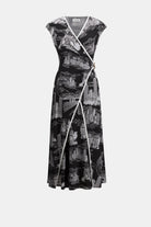 Silky Knit Conversational Print Fit And Flare Dress