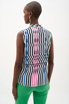 Recycled Woven Stripe Print Sleeveless Boxy Blouse