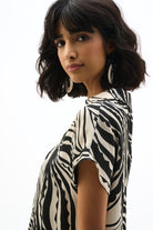 Bubble Satin Abstract Print Boxy Top