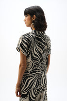 Bubble Satin Abstract Print Boxy Top