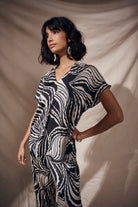 Bubble Satin Abstract Print Boxy Top
