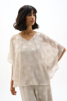 Chiffon Jacquard Dot Print Poncho Top