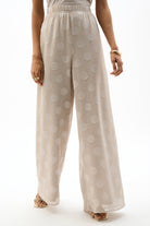 Chiffon Jacquard Dot Print Wide Leg Pants