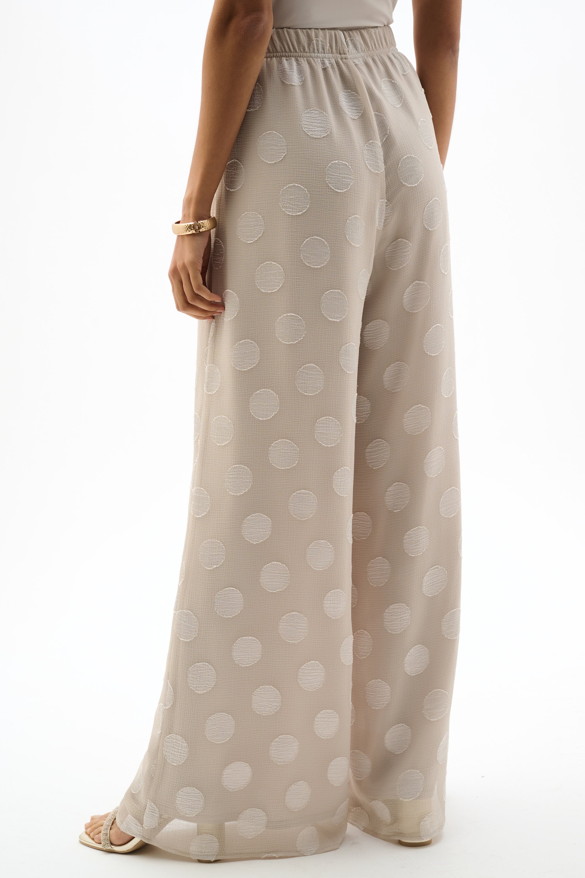 Chiffon Jacquard Dot Print Wide Leg Pants