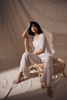 Chiffon Jacquard Dot Print Wide Leg Pants
