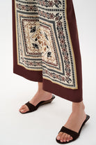Scarf Print Wide-Leg Pull-On Pants