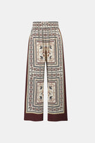 Scarf Print Wide-Leg Pull-On Pants